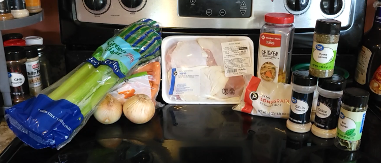 Chicken and rice ingredients