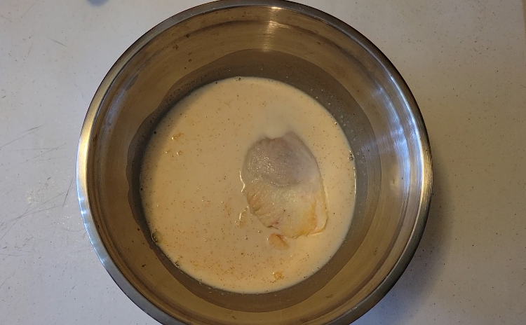 Marinating Southern fried chicken.