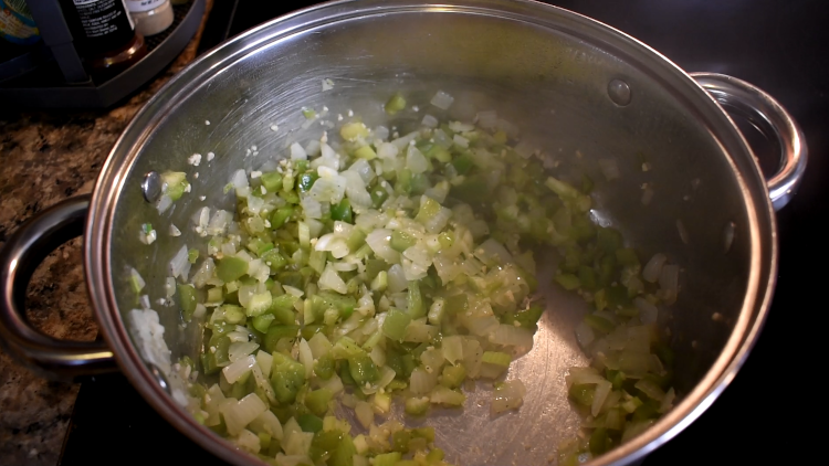 The holy trinity - onions, bell peppers, and celery.