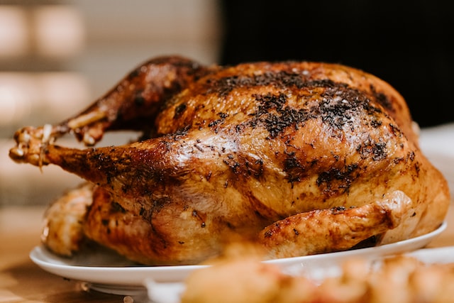 Roast turkey is the most popular main dish for Thanksgiving dinner.